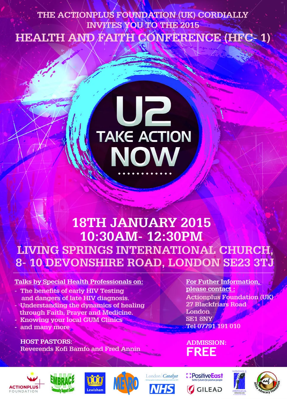 ActionPlus Foundation health and faith conference campaign poster